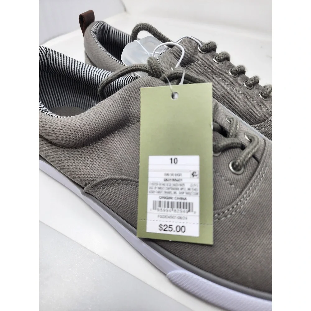 Goodfellow & Co Mens Low Top Lace Up Sneakers Gray Canvas Casual Size 10